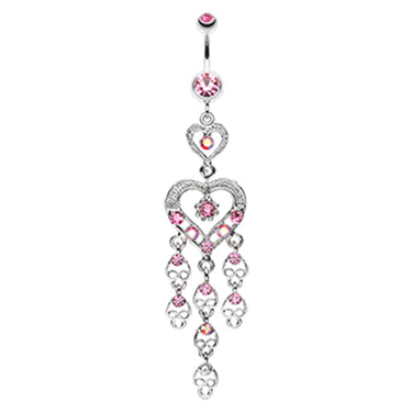 Ollie Heart Chandelier Belly Dangle - Dangling Belly Ring. Navel Rings Australia.