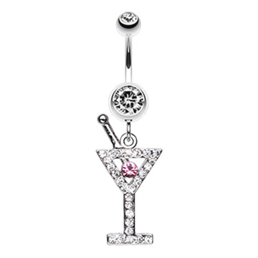 French Martini Belly Dangle - Dangling Belly Ring. Navel Rings Australia.