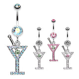 French Martini Belly Dangle - Dangling Belly Ring. Navel Rings Australia.