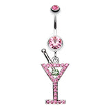 French Martini Belly Dangle - Dangling Belly Ring. Navel Rings Australia.