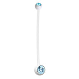 Mamma Mia White Flex Gem Maternity Belly Ring (X Long) - Maternity Belly Ring. Navel Rings Australia.