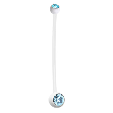 Mamma Mia White Flex Gem Maternity Belly Ring (X Long) - Maternity Belly Ring. Navel Rings Australia.