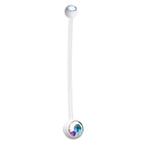 Mamma Mia White Flex Gem Maternity Belly Ring (X Long) - Maternity Belly Ring. Navel Rings Australia.