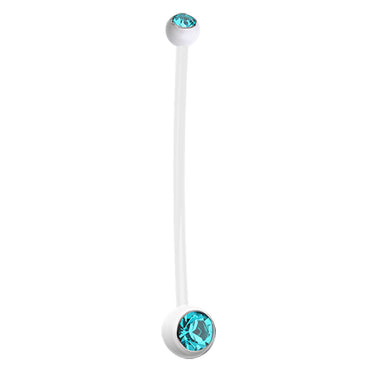 Mamma Mia White Flex Gem Maternity Belly Ring (X Long) - Maternity Belly Ring. Navel Rings Australia.