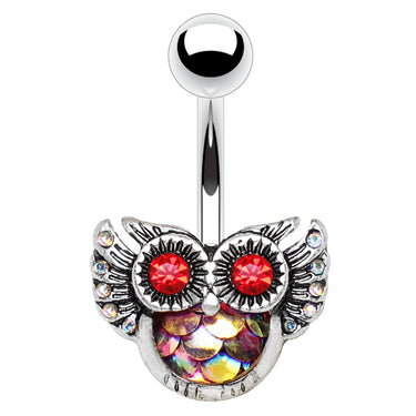 Mermaid Owl Belly Rings - Fixed (non-dangle) Belly Bar. Navel Rings Australia.