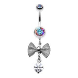 Mesh Bow Dangly Belly Bar - Dangling Belly Ring. Navel Rings Australia.