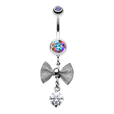 Mesh Bow Dangly Belly Bar - Dangling Belly Ring. Navel Rings Australia.