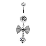 Mesh Bow Dangly Belly Bar - Dangling Belly Ring. Navel Rings Australia.