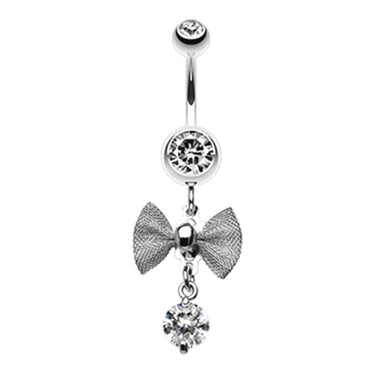 Mesh Bow Dangly Belly Bar - Dangling Belly Ring. Navel Rings Australia.