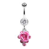 3D Metallic Rosé Belly Dangles - Dangling Belly Ring. Navel Rings Australia.