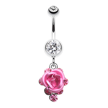 3D Metallic Rosé Belly Dangles - Dangling Belly Ring. Navel Rings Australia.