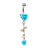 Metallic Roses Belly Dangle in 14K Rose Gold - Dangling Belly Ring. Navel Rings Australia.