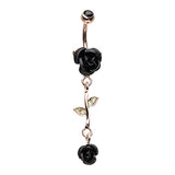 Metallic Roses Belly Dangle in 14K Rose Gold - Dangling Belly Ring. Navel Rings Australia.