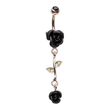 Metallic Roses Belly Dangle in 14K Rose Gold - Dangling Belly Ring. Navel Rings Australia.