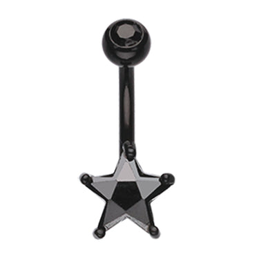 Metallic Star Belly Bar - Fixed (non-dangle) Belly Bar. Navel Rings Australia.