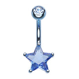Metallic Star Belly Bar - Fixed (non-dangle) Belly Bar. Navel Rings Australia.
