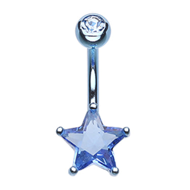 Metallic Star Belly Bar - Fixed (non-dangle) Belly Bar. Navel Rings Australia.