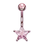 Metallic Star Belly Bar - Fixed (non-dangle) Belly Bar. Navel Rings Australia.