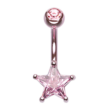 Metallic Star Belly Bar - Fixed (non-dangle) Belly Bar. Navel Rings Australia.