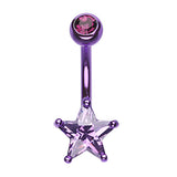 Metallic Star Belly Bar - Fixed (non-dangle) Belly Bar. Navel Rings Australia.