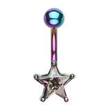 Metallic Star Belly Bar - Fixed (non-dangle) Belly Bar. Navel Rings Australia.