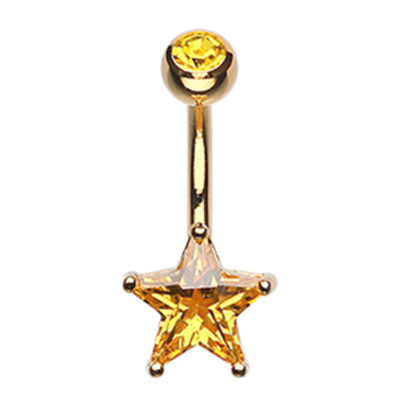 Metallic Star Belly Bar - Fixed (non-dangle) Belly Bar. Navel Rings Australia.