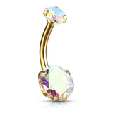 Milky Way Belly Bars with Gold Plating - Fixed (non-dangle) Belly Bar. Navel Rings Australia.