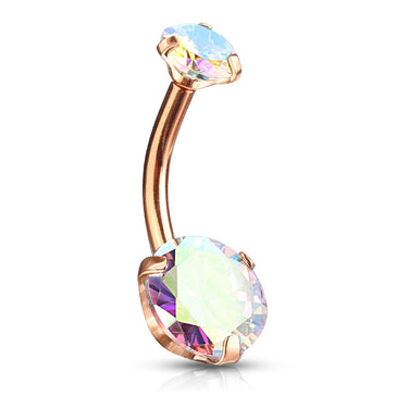 Milky Way Belly Bars Rose with Rose Gold Plating - Fixed (non-dangle) Belly Bar. Navel Rings Australia.