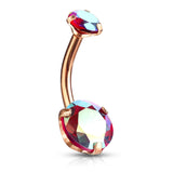 Milky Way Belly Bars Rose with Rose Gold Plating - Fixed (non-dangle) Belly Bar. Navel Rings Australia.
