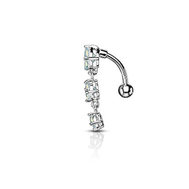 Opaline Top Drop Belly Bar - Reverse Top Down Belly Ring. Navel Rings Australia.