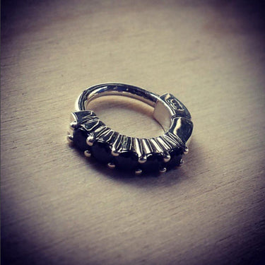 TummyToys® Solid 925 Silver Huggy with Black Diamante - TummyToys® Patented Clasp. Navel Rings Australia.