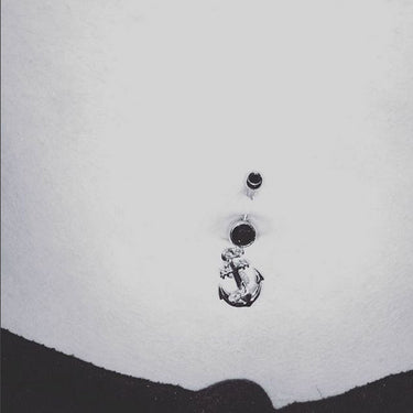 Boating Babes Anchor Belly Bar in Gold - Dangling Belly Ring. Navel Rings Australia.