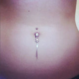 L'amour Duo Heart Chain Belly Dangle - Dangling Belly Ring. Navel Rings Australia.