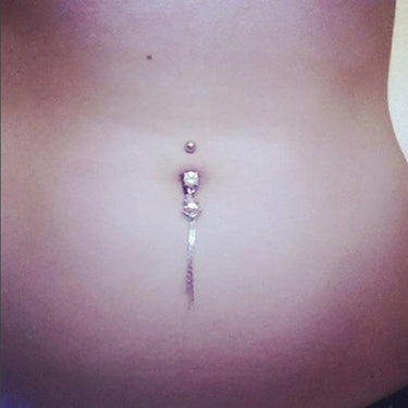 L'amour Duo Heart Chain Belly Dangle - Dangling Belly Ring. Navel Rings Australia.