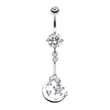 The Luna Chandelier Belly Bar - Dangling Belly Ring. Navel Rings Australia.