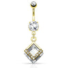 Mounted Diamond Navel Bar with Gold Plating