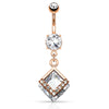 Mounted Diamond Navel Bar with Rose Gold Plating