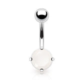 Natural Pink Jade Stone Belly Ring - Fixed (non-dangle) Belly Bar. Navel Rings Australia.