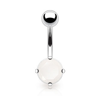 Natural Pink Jade Stone Belly Ring - Fixed (non-dangle) Belly Bar. Navel Rings Australia.
