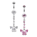 Butterfly Chain Belly Dangle - Dangling Belly Ring. Navel Rings Australia.