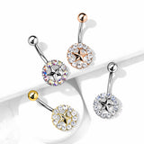 Kaleidoscope Star Navel Jewellery with Gold Plating - Fixed (non-dangle) Belly Bar. Navel Rings Australia.