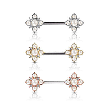 April Pearl Nipple Jewellery with Gold Plating - Nipple Ring. Navel Rings Australia.