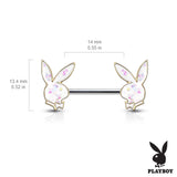 Opal Gleam Playboy Bunny Nipple Bar with Gold Plating - Nipple Ring. Navel Rings Australia.