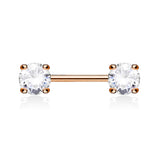 Classic Prong Celeste Nipple Rings with Rose Gold Plating - Nipple Ring. Navel Rings Australia.