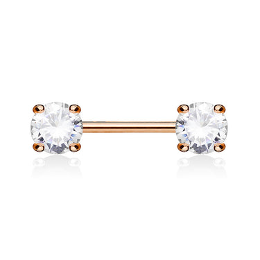 Classic Prong Celeste Nipple Rings with Rose Gold Plating - Nipple Ring. Navel Rings Australia.