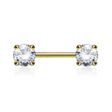 Classic Prong Celeste Nipple Ring with Gold Plating - Nipple Ring. Navel Rings Australia.