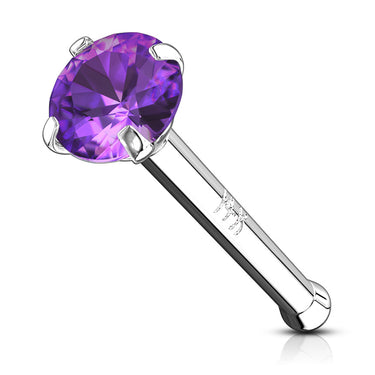 Gem Nose Stud in 14K White Gold - Nostril. Navel Rings Australia.
