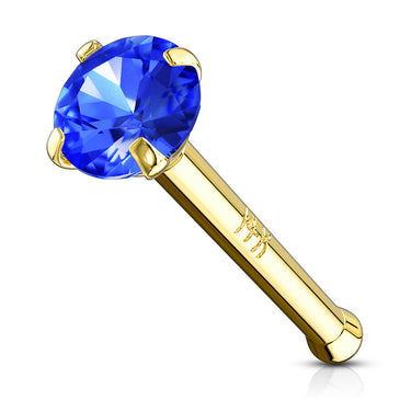 Gem Nose Stud in 14K Yellow Gold - Nostril. Navel Rings Australia.