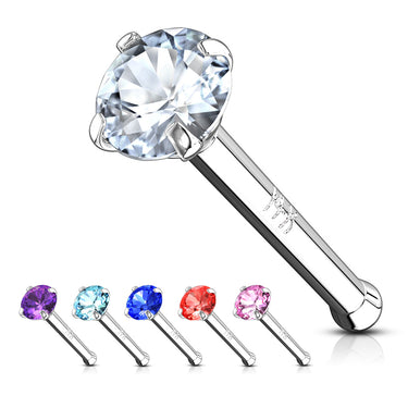 Gem Nose Stud in 14K White Gold - Nostril. Navel Rings Australia.
