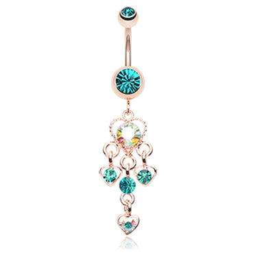 Lamellah Sensual Heart Belly Bar - Dangling Belly Ring. Navel Rings Australia.